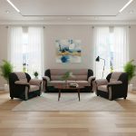 Interio 5 Seater (3+1+1) Luxurious Fabric Sofa Set (Brown & Black)