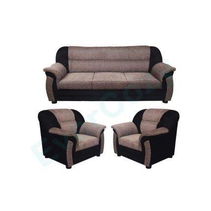 Interio 5 Seater (3+1+1) Luxurious Fabric Sofa Set (Brown & Black) - Image 3